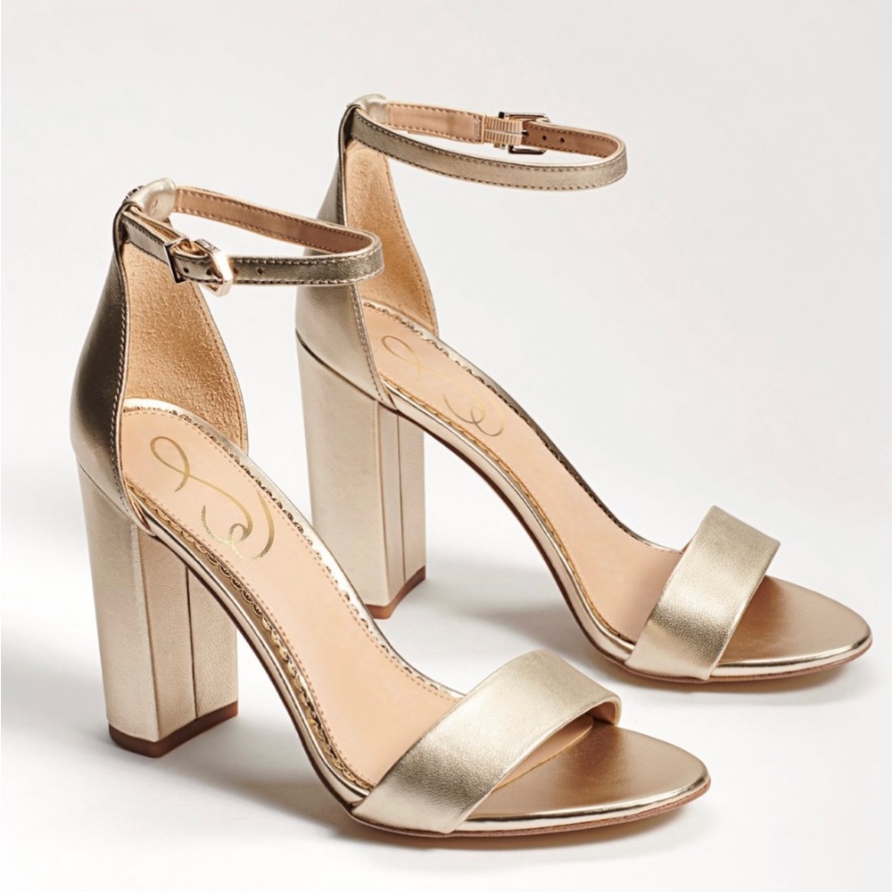 Sam Edelman, Yaro Block Heel Sandal, Gold Leather. Brand New, Never Worn!